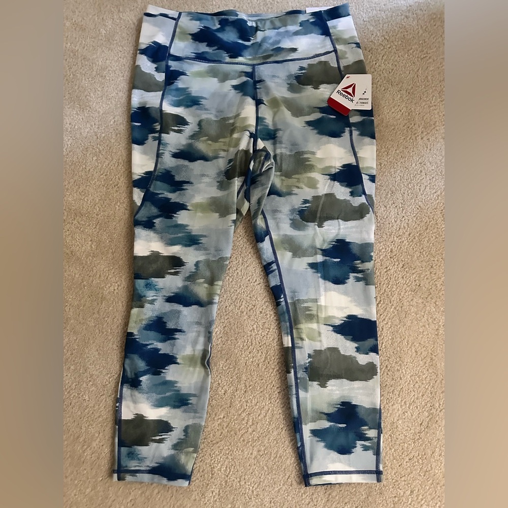 NEW Reebok Leggings - Blue and Green Camouflage XXL
